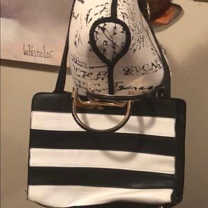Black and white striped purse